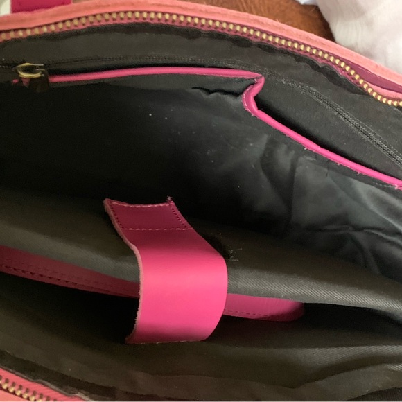 Denver Leather Craft Buffalo Leather Fuchsia Marilyn Tote Bag - Picture 10 of 16